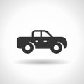 Monochromatic pickup truck icon with hovering effect shadow Royalty Free Stock Photo