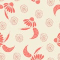 Hand drawn botanical repeat pattern. Royalty Free Stock Photo