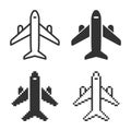 Monochromatic plane icon in different variants