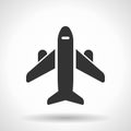 Monochromatic plane icon with hovering effect shadow