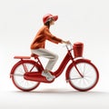 Monochromatic Realism Woman Driving Red Bike 3d Model Royalty Free Stock Photo