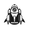 Monochromatic Rocket Ship Illustration Ready to Launch into Deep Space Exploration Royalty Free Stock Photo