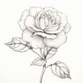 Monochromatic Rose Pencil Drawing For Wedding