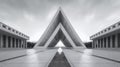 Monochromatic Serenity: A Neo-concrete Triangular Structure Of Imposing Monumentality Royalty Free Stock Photo