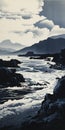 Monochromatic Shadows: A Bold Lithographic Painting Of Scottish Landscapes