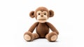 Monochromatic Shadows: Crocheted Monkey Toy On White Background