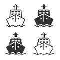 Monochromatic ship icon in different variants