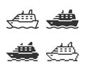 Monochromatic ship icon in different variants