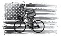 Monochromatic Silhouette of a cyclist male in race. illustration.