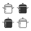 Monochromatic stew pan icon in different variants