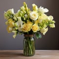 Monochromatic Sweet Pea And Rose Flower Arrangement In A Vase Royalty Free Stock Photo