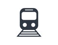 Monochromatic train with railway track icon vector. Royalty Free Stock Photo