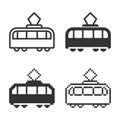 Monochromatic trami icon in different variants Royalty Free Stock Photo