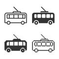 Monochromatic trolleybus icon in different variants Royalty Free Stock Photo