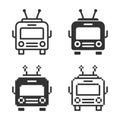 Monochromatic trolleybus icon in different variants