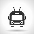 Monochromatic trolleybus icon with hovering effect shadow