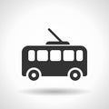 Monochromatic trolleybus icon with hovering effect shadow