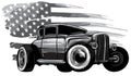 monochromatic vector graphic design of an American muscle car Royalty Free Stock Photo