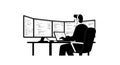Programmer Working on Multi-Monitor Setup Vector Illustration Royalty Free Stock Photo