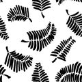 Monochromatic Vector seamless pattern with feathers.