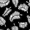 Monochromatic Vector seamless pattern with feathers.