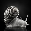 Monochromatic Vray Tracing: Photorealistic Snail On Black Background