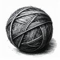 Monochromatic Yarn Ball Thread Texture Close Up Isolated on White Royalty Free Stock Photo