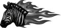 monochromatic zebra head with flames Vector illustration design