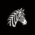 Monochromatic Zebra Head Logo On Black Background
