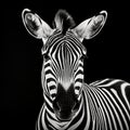 Monochromatic Zebra Head Portraits On Black Background