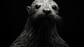 Monochrome 3d Sculpture: Supernatural Otter Human Hybrid