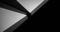Monochrome abstract featuring intersecting geometric shapes. Dominant lines create