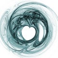 Monochrome abstract frame in the form of a heart on a white background. Dynamic swirls around the frame. Royalty Free Stock Photo