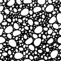 Monochrome abstract grunge seamless texture. Terrazzo style. Vector minimalist pattern with chaotic scattered shapes