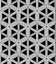 Monochrome abstract interweave geometric seamless pattern. Vector black and white illusory backdrop with Royalty Free Stock Photo