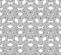 Monochrome abstract interweave geometric seamless pattern. Vector black and white illusory backdrop with Royalty Free Stock Photo