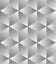 Monochrome abstract interweave geometric seamless pattern. Vector black and white illusory backdrop with Royalty Free Stock Photo