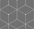 Monochrome abstract interweave geometric seamless pattern. Vector black and white illusory backdrop with Royalty Free Stock Photo