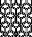 Monochrome abstract interweave geometric seamless pattern. Vector black and white illusory backdrop with Royalty Free Stock Photo