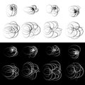 Monochrome abstract pattern with random curvy, sketchy, scribble