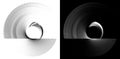 Monochrome abstract propellers rotate on white and black backgrounds. Icon, logo, symbol, sign. 3D rendering.