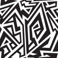 Monochrome african geometric seamless pattern. Royalty Free Stock Photo