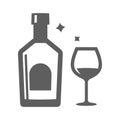 Monochrome alcoholic drinks line icon vector illustration. Celebration holiday alcohol beverage Royalty Free Stock Photo