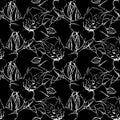 Monochrome alstroemeria floral seamless pattern texture background Royalty Free Stock Photo