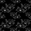 Monochrome alstroemeria floral seamless pattern texture background vector Royalty Free Stock Photo