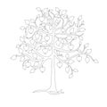 Monochrome apple tree for coloring page