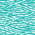 Monochrome Aqua Patterned Tribal Abstract Hand Drawn Wavy Vector Seamless Pattern. Zebra Animal Skin.Summer Trendy Print
