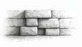 Monochrome architectural sketch stone block wall. Textured building material design element. Construction exterior surface. White Royalty Free Stock Photo