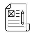 Monochrome article icon vector illustration. Linear logo of paper document writing correspondence Royalty Free Stock Photo