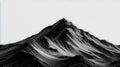 Monochrome artistic rendering of a rugged mountain peak with detailed textures and sharp ridges against a plain white background Royalty Free Stock Photo